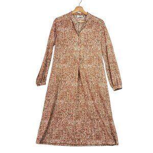 Vintage TANNER Shift Dress w/ Pockets Size 14 Buttons Pleated Center Artsy Boho